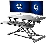 VIVO 32 inch Desk Converter, K Series, Height Adjustable Sit to Stand Riser, Dual Monitor and Laptop Workstation with Wide Keyboard Tray, Black, DESK-V000K