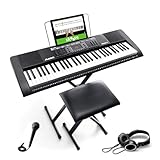 Alesis Melody 61 piano numérique 61 touches pour débutants avec haut-parleurs, support, clavier banc, casque, micro, pupitre, 300 sons et leçons de musique