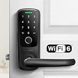 ULTRALOQ Latch 5 World's First Built-in WiFi Smart Lock with Fingerprint, 5-in-1 Keyless Entry Door Lock with Touch Digital Keypad, App Control, Black