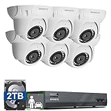 ONWOTE 8 Channel 4K NVR PoE Security Camera System, 6X 8MP Wired Outdoor IP Cameras, 125° FoV, AI Human Vehicle Detection, 8CH NVR 2TB Record Video Audio, CCTV Surveillance Kit for Home Businesses