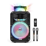 Máquina de karaoke actualizada para adultos y niños, altavoz Bluetooth portátil con 2 micrófonos inalámbricos, nuevo sistema PA de subwoofer de 10 pulgadas, máquinas de altavoces de karaoke con luz DJ