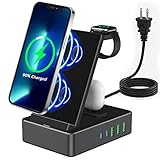 Station de charge sans fil pour Apple iPhone, station de charge 8 en 1 100 W pour plusieurs appareils, station de charge sans fil avec port USB C 2 de 20 W, compatible avec iPhone, iWatch, AirPods Pro