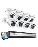 ZOSI Full 1080p 16 Channel Home Security Camera System, H.265+ 16 Channel DVR with Hard Drive 2TB and 8 x 1080p Weatherproof CCTV Bullet Dome Camera Outdoor Indoor,Night Vision, Motion Alert Push