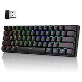 Pauroty 60% Wireless Mechanical Keyboard, Triple Mode 2.4G/USB-C/Bluetooth Gaming Keyboard, RGB Backlit, Clicky Blue Switch, 61 Keys Rechargeable Mini Wireless Keyboard for iPad Mac PC Xbox