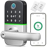 Keypad Smart Door Lock with Handle: Kucacci Keyless Entry Door Lock - Smart Lock for Front Door - Electronic Door Lock with Keypad for Exterior Door - Deadbolt Lever Alternative - Easy Installation