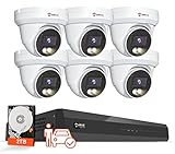 Anpviz Système de caméra de sécurité PoE 8CH 4K, 6 caméras PoE filaires 8MP avec détection de véhicule personnel, vision nocturne couleur intelligente, NVR 4K 8CH avec disque dur de 2 To pour