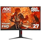 AOC C27G2Z 27' Curved Frameless Ultra-Fast Gaming Monitor, FHD 1080p, 0.5ms 240Hz, FreeSync, 2x HDMI 2.0, 1x Display Port, Height Adjustable, Xbox PS5 Switch Ready, 3-Year Zero-Bright-Dot