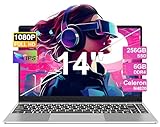 Ordenador Portátil Win 11 con 5G WiFi, Portátil 14 Pulgadas 6GB RAM 256GB SSD Expansión SSD 1TB, Bluetooth 4.2 3.0 Transmisión Puerto 1920*1080 FHD Portatiles Buenos & Mini Puerto Multimedia-Plata