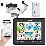 Logia Station météo Wi-Fi 7 en 1 avec énergie solaire | Système de surveillance à distance intérieur/extérieur | Humidité du vent / Vitesse de ventilation / D...