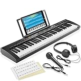 Ashthorpe Clavier électronique numérique 61 touches pour débutants, avec casque, microphone et autocollants pour clavier