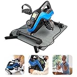 Under Desk Bike Pedal Exerciser - FlexCycle Exercise Bike Stationary Magnetic Cycle with LCD Monitor & Resistance Bands for Arm & Leg Recovery & Therapy - Foot Pedal Exerciser for Home & Office (BLUE)