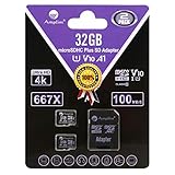 Amplim Micro SD Card 32GB, MicroSD Memory Plus Adapter, 2 Pack MicroSDHC Class 10 UHS-I U1 V10 TF Extreme High Speed Nintendo-Switch, GoPro Hero, Raspberry Pi, Phone Galaxy, Camera Cam, Tablet, PC