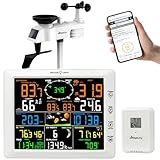 Urageuxy WiFi Weather Station with Color Display, Wireless Indoor/Outdoor Weather Monitor - Rain Gauge, Wind Speed/Direction, Anemometer, UV Index & Outdoor Sensor