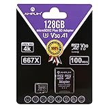Amplim Micro SD Card 128GB, Extreme High Speed MicroSD Memory Plus Adapter, MicroSDXC SDXC U3 Class 10 V30 UHS-I TF Switch, Go Pro Hero, Surface, Phone Galaxy, Camera Security Cam, Tablet