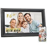 Livingpai Cadre Photo numérique WiFi de 16 Pouces, Cadre Photo numérique Intelligent à écran Tactile avec 32 Go de Stockage, Cadre Photo électronique, Cadeaux pour Femmes, Hommes, Maman, Papa