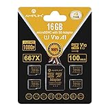 Amplim Micro SD Card 16GB, 4 Pack MicroSD Memory Plus Adapter, MicroSDHC Class 10 UHS-I U1 V10 TF Extreme High Speed Switch, GoPro Hero, Raspberry Pi, Phone Galaxy, Camera Cam, Tablet, PC