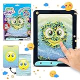 Sky Castle DoodleJamz JellyPics - Sensory Drawing Pads Filled with Non-Toxic Squishy Beads and Gel – Includes Stylus, Removable 2-Sided Emoji Backer Card (Black, Cyan, Yellow Beads)