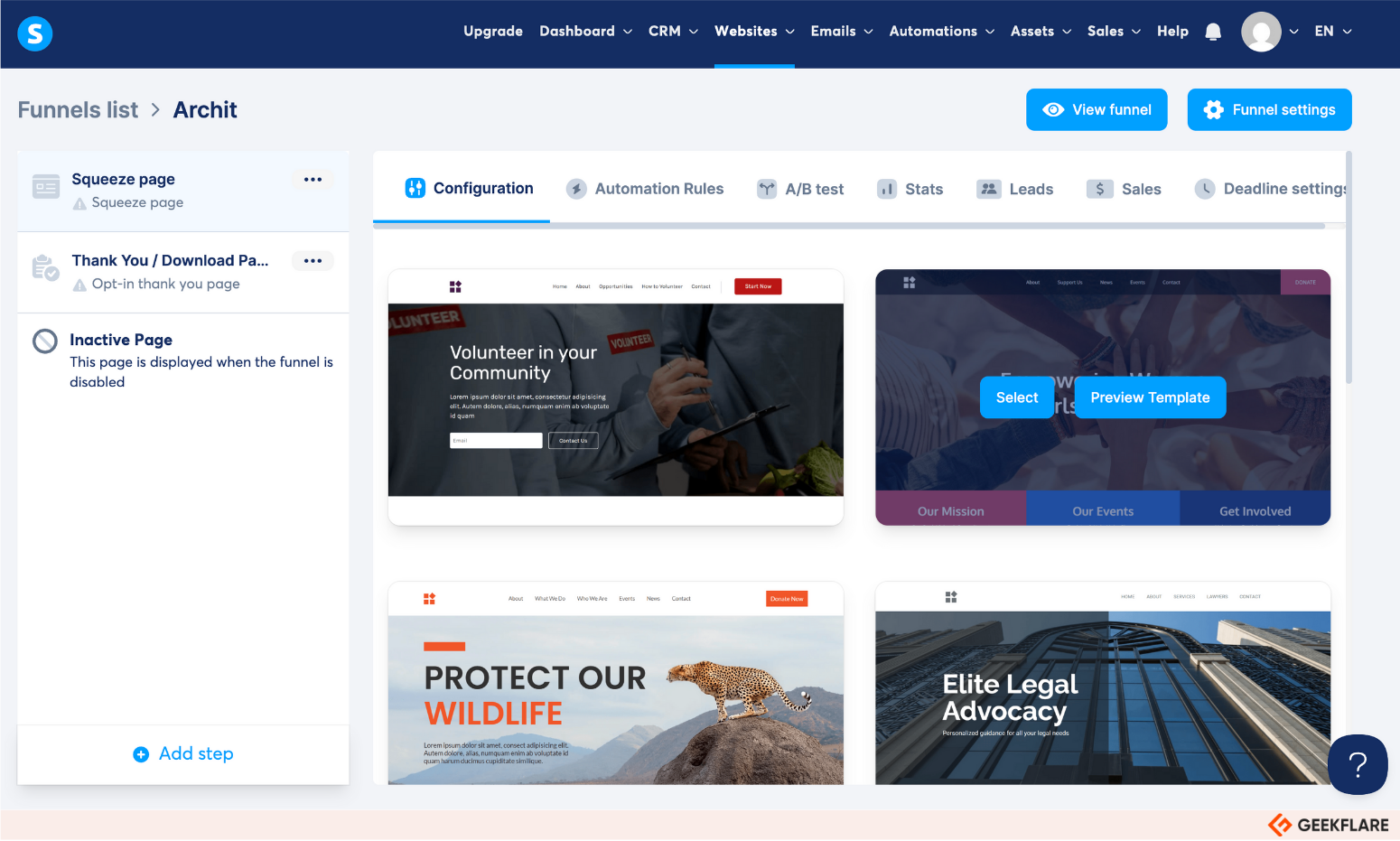 Systeme's sales funnel software