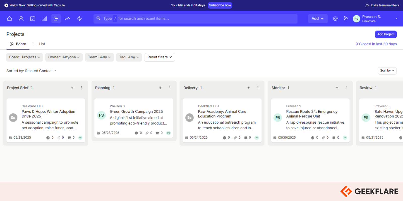 Capsule CRM Task