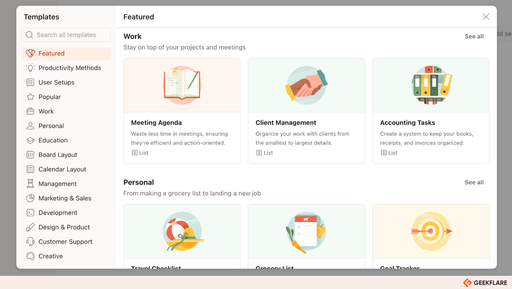 Todoist templates