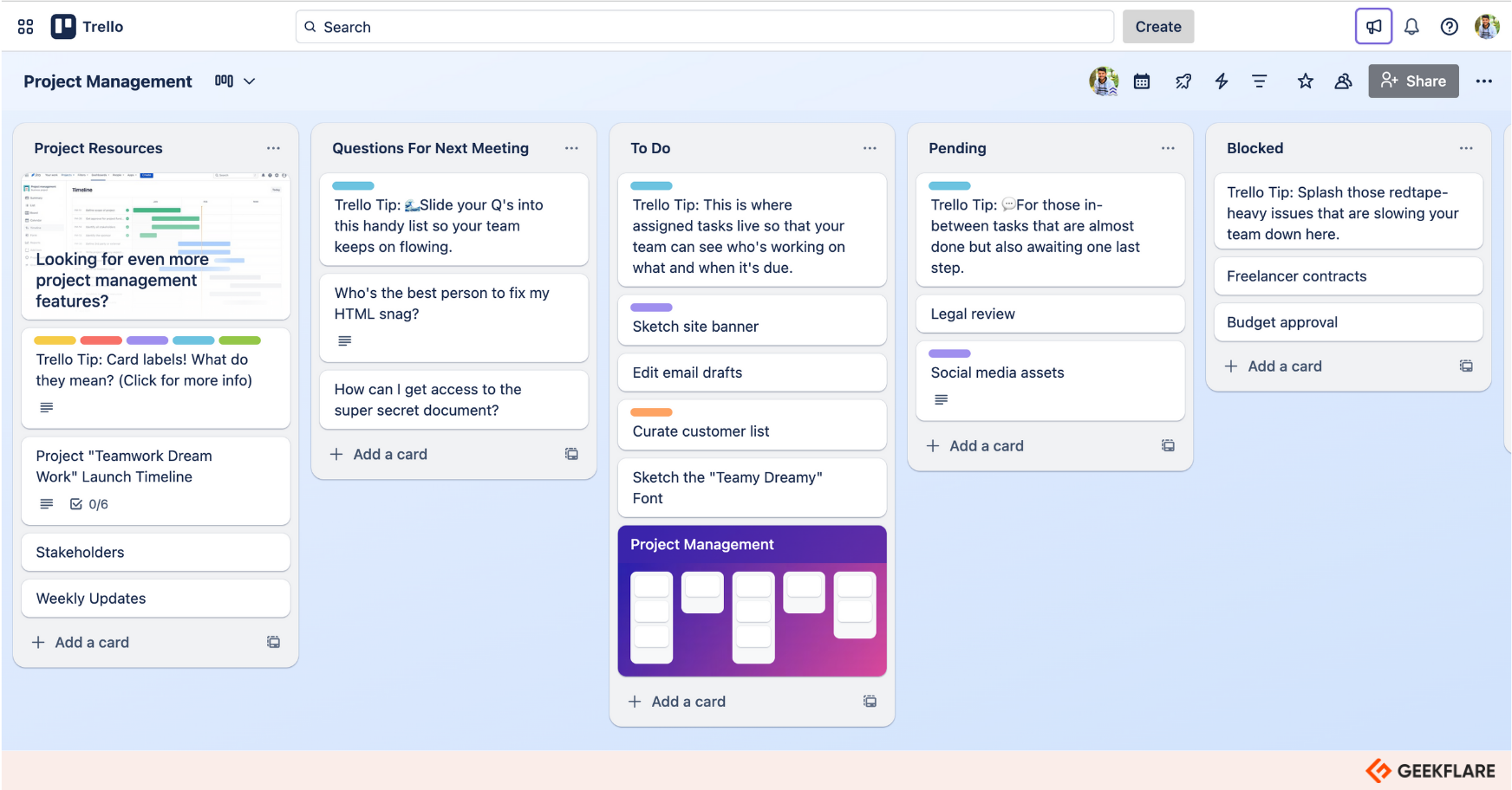 I tried Trello's free plan