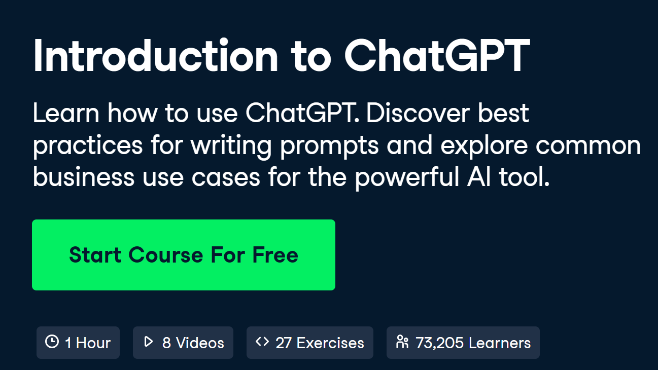 Inleiding tot ChatGPT een cursus door DataCamp