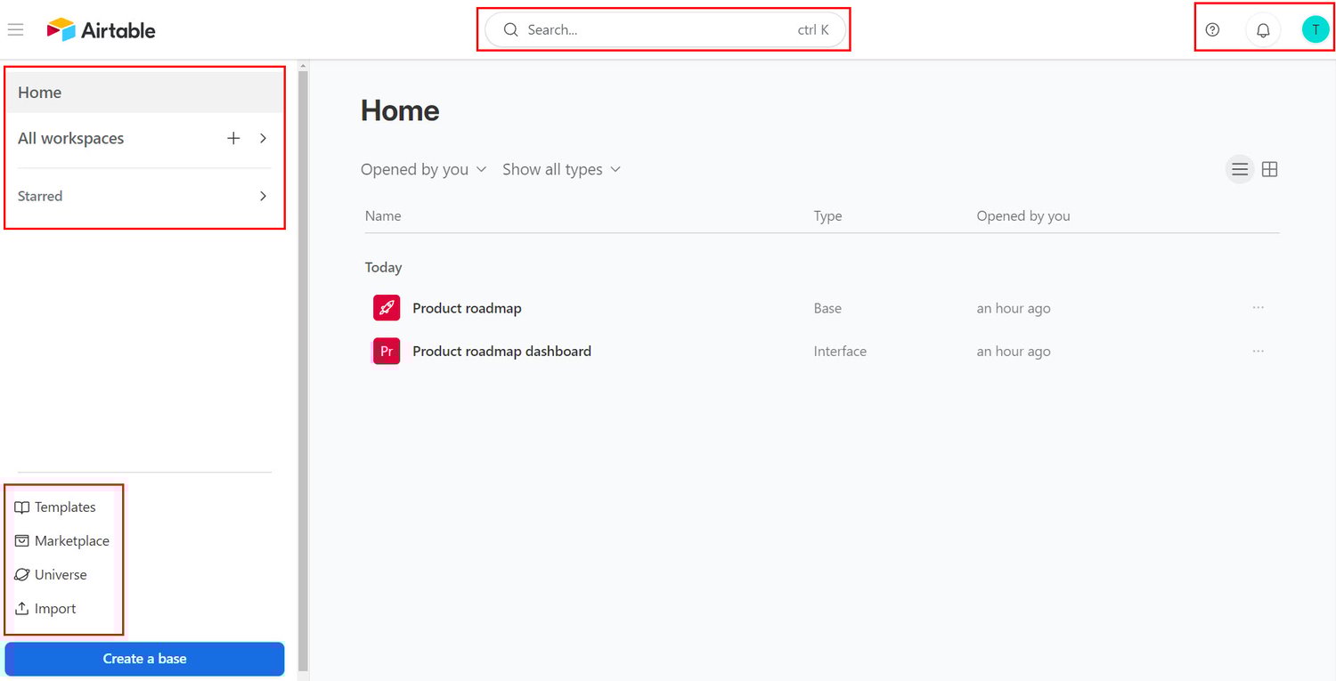 UI of Airtable