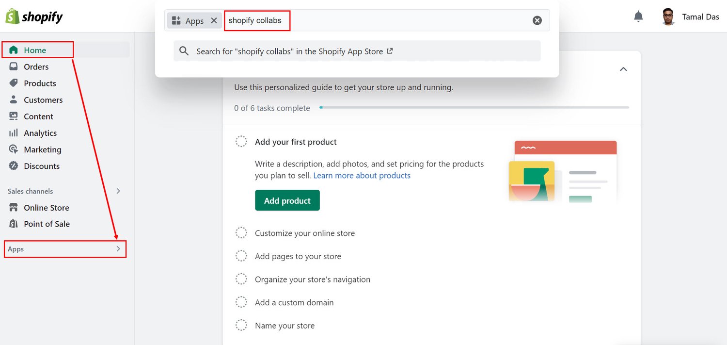 Shopify-Kollaborationen auf dem Shopify-Portal suchen