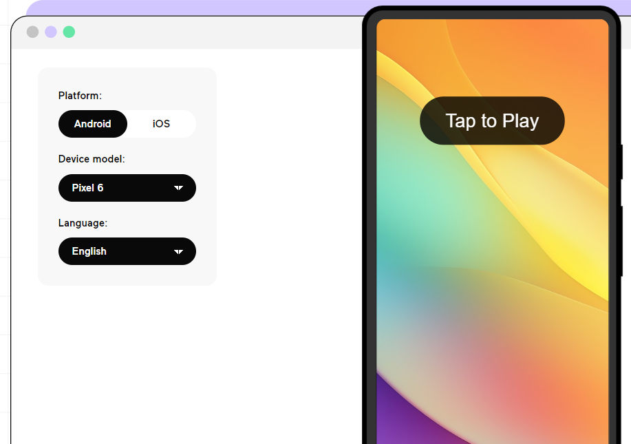 A phone with an Android emulator and a button