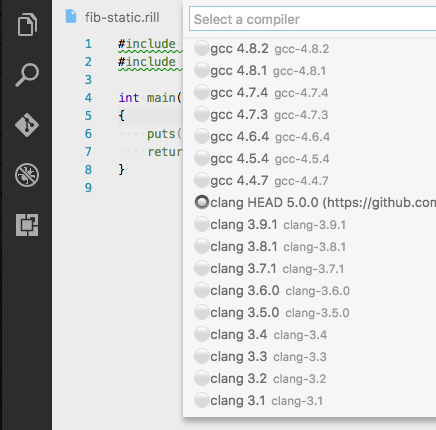 Une capture d'écran de Wandbox Compilers.