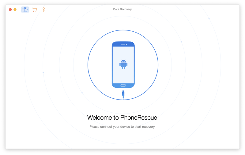 A screen showing the welcome to phoneresue.