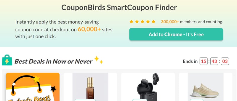 Coupbirds - un buscador inteligente de cupones con plataforma de cashback.