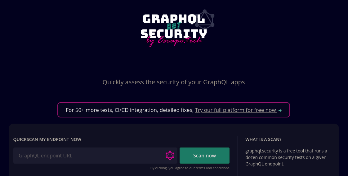 Free GraphQL vulnerability scanner