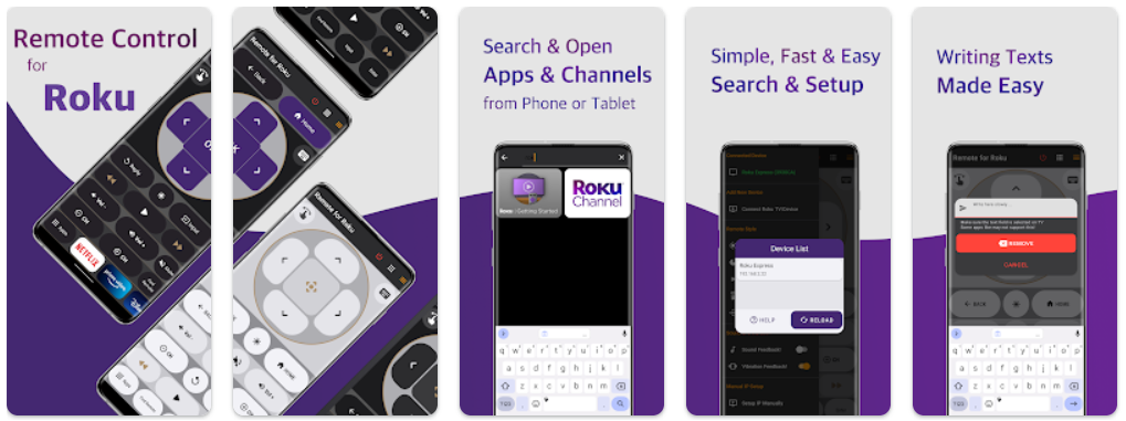 Screenshots of Roku remote control apps for Riot.