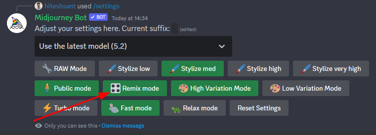 Midjourney settings